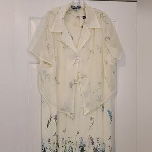 2 Real Floral Sheer Overlay Dress Set Size 20